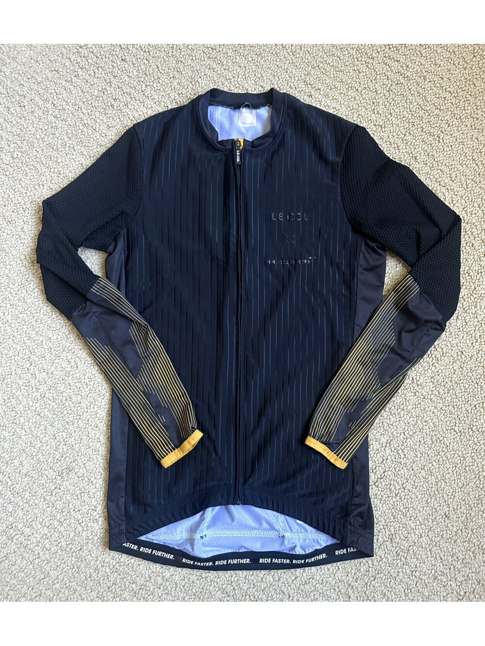 Le Col x McLaren Project Aero Long Sleeve Cycling Jersey Black Gold Mens Small